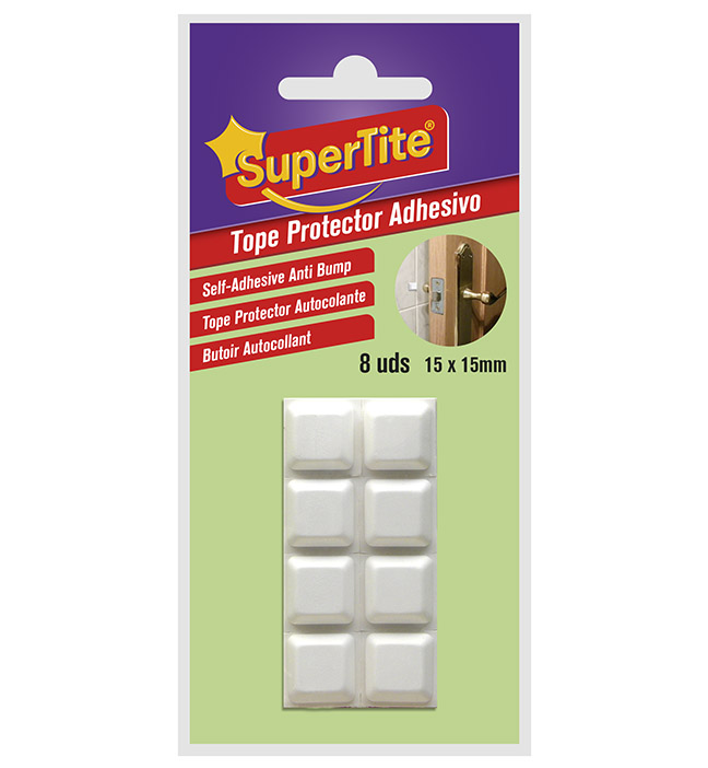 8135 TOPE PROTECTOR ADHESIVO  15x15mm BLANCO 8 UDS